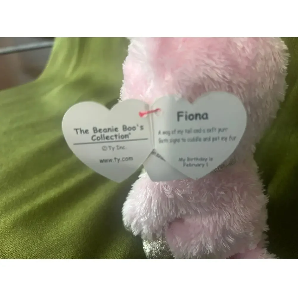 TY Beanie Boos - FIONA the Pink Cat (Glitter Eyes and Glitter Boots) (6 inch)